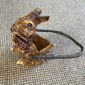 Vintage Handmade Folk Art Bunny Basket by artist Kip Gregg